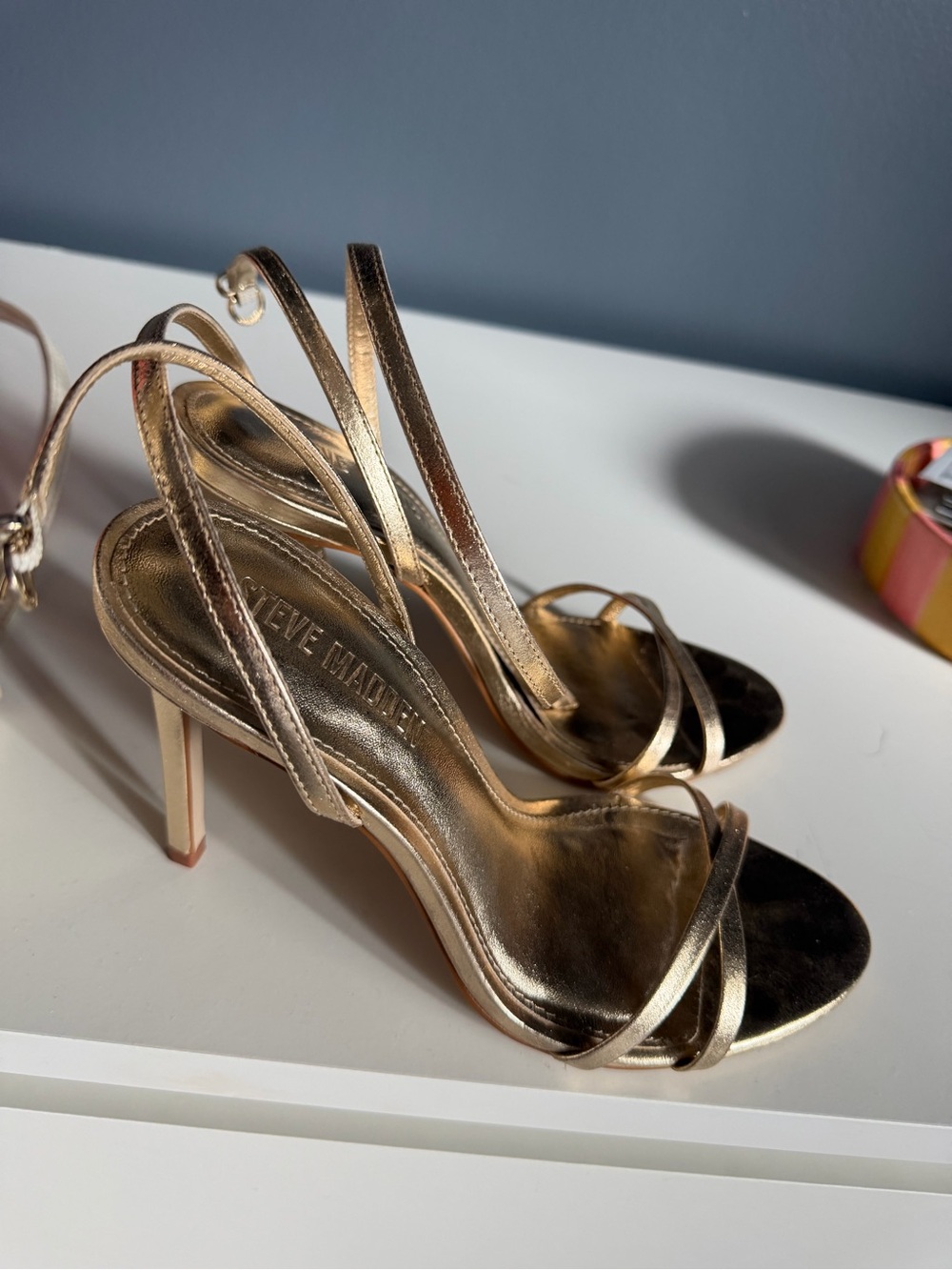 Steve Madden Metallic Gold Strappy Heel Sandals